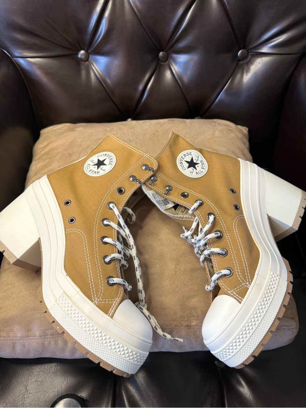 Converse Chuck 70 De Luxe Block Heel Utility Boots Trek Tan Granola Sz W10/M8